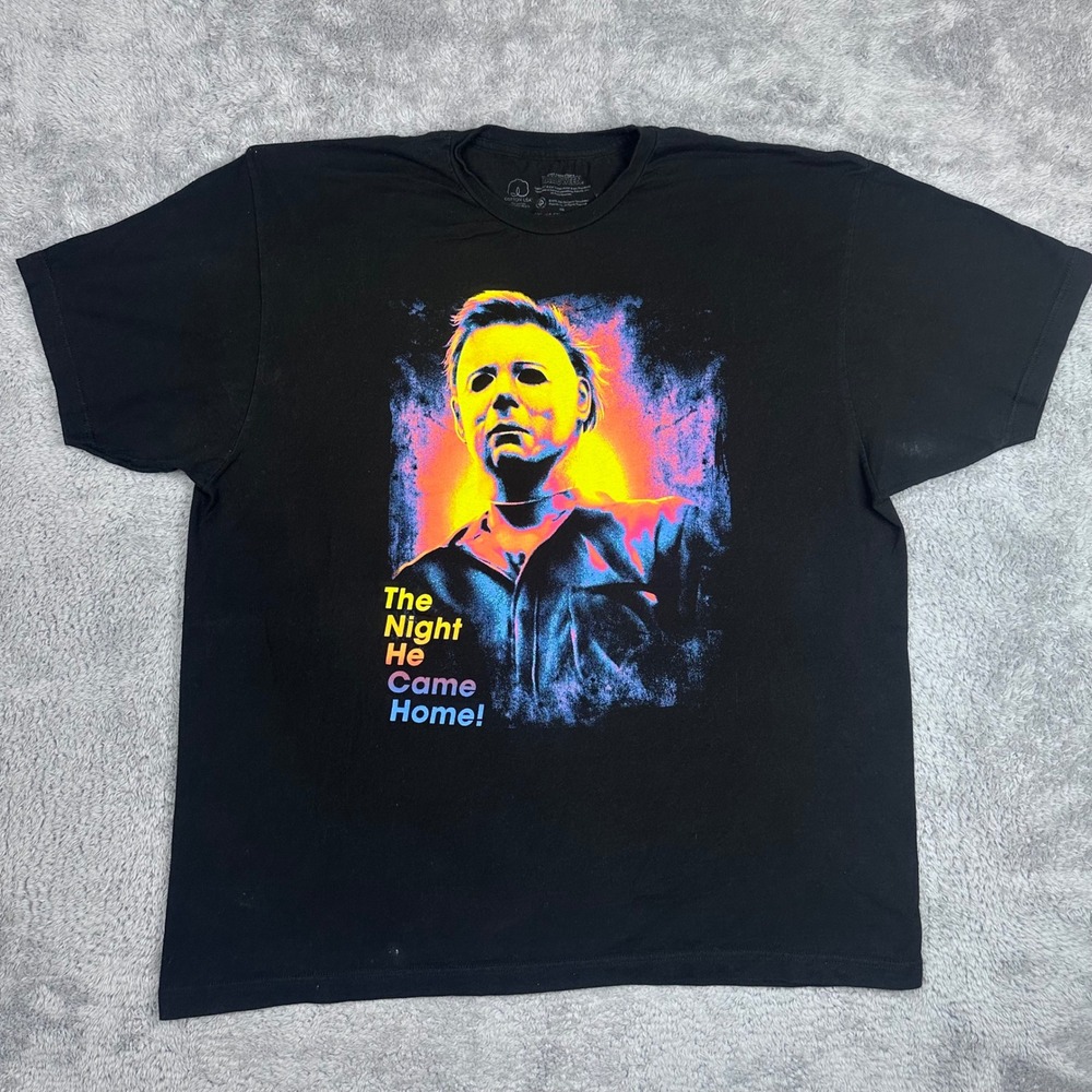 Halloween Michael Myers T Shirt Mens 2XL Black Neon GraphicThe Night He CameHome
